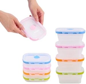 ECOBERI Collapsible Food Storage Containers, Airtight Snap-Top Lids, Microwave, Dishwasher Safe, BPA Free Silicone, Set of 4