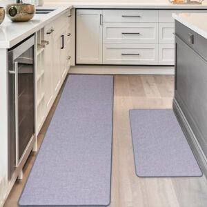 EGOBUY 2PCS Kitchen Rug Set Washable Kitchen Non Slip Area Rugs Mats for Runner Corner Bathroom Home Decoration Doorway Kitchen Pets Welcome Rug,Grey,17.3" x 47 "+17.3" x 29 "