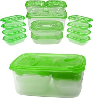 EXERSE Set of 13 Plastic Storage Containers with Air Tight Lids Microwave, Freezer, and Dishwasher Safe Plastic Containers with Leak-Proof Durability - Perfect for Storing Cereal, Flour, and Sugar