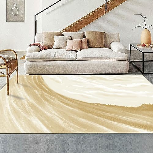 Eroyat Modern Indoor Slim Area Rug,5x7 Feet Large Living Room Bedroom Rug,Light Luxury Entryway Kitchen Rug,Non-Slip Non-Shedding Low Pile Easy Clean Home Decor,Brown-White