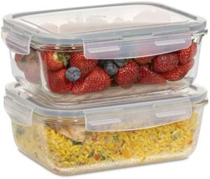 FOOD BOUTIQUE - 8 Cups Large Glass Food Storage Container with Lid set