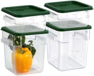 Foxtell 4 PCS Food Storage Container with Lids Set, 2 QT and 4QT Proof Dough Square Clear Polycarbonate Commercial Containers for Home Restaurant Kitchen Food Storage, Marinating Meat