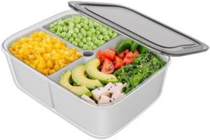 Freshmage® Veggie Tray with Lid,Divided Serving Tray Container with 3 Removable Compartments for Food Storage of Snacks/Vegetables/Fruits,DISHWASHER SAFE & BPA-FREE,30 OZ