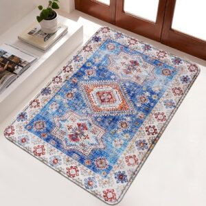 GOMUVIN ‎‎Turkish Persian Rug for Bedroom, Washable 2x3 Area Rug Non-Slip Entryway Carpet Indoor Small Doormat Faux Wool Low-Pile Mat Distressed Living Room Rug for Front Entryway Kitchen Bathroom