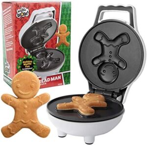 Gingerbread Man Mini Waffle Maker - Make this Christmas Special for Kids with Cute 4 Inch Waffler Iron, Electric Non Stick Breakfast Appliance for Xmas Holiday Season, Fun Gift or Dessert for Parties