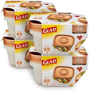 GladWare Home Deep Dish Food Storage Containers, Large Rectangle Holds 64 Ounces of Food, 3 Count Set | With Glad Lock Tight Seal, BPA Free Containers and Lids (4 Pack)