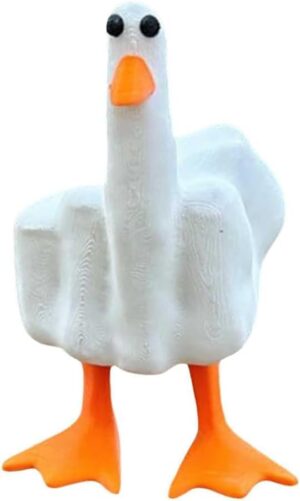 Gladyell Funny Duck Resin Figurine,2023 Middle Finger Duck Resin Garden Statue,Middle Finger Duck Resin Craft You Home Decoration Sculpture Statue for Home Office Desk Gift