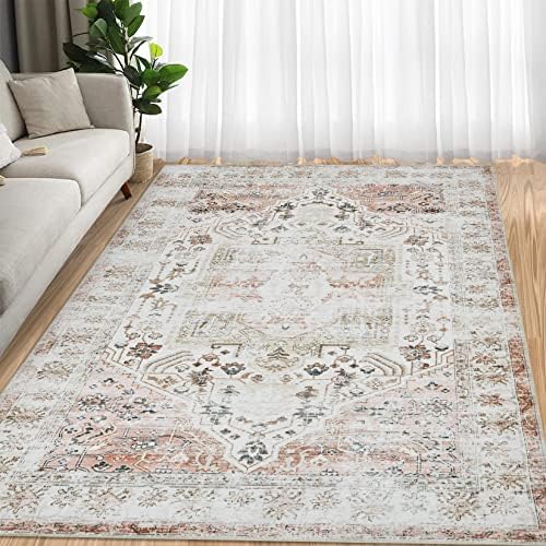 GlowSol Area Rug 3x5 Entryway Washable Rug Boho Floral Rug Soft Indoor Doormat Non Slip Thin Rug Foldable Kitchen Living Room Bedroom Dining Room Office Decor