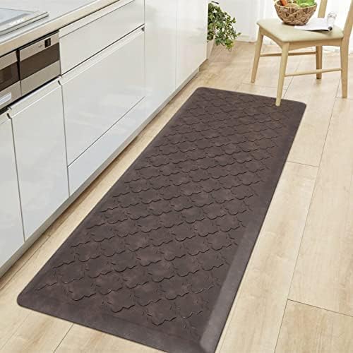 HEBE Oversized Kitchen Mat Cushioned Anti Fatigue Comfort Floor Mat 17.3"x48" Waterproof Non Slip Kitchen Rug Runner Laundry Room Rug Floor Carpet Heavy Duty Comfort Standing Mat Pads,Brown