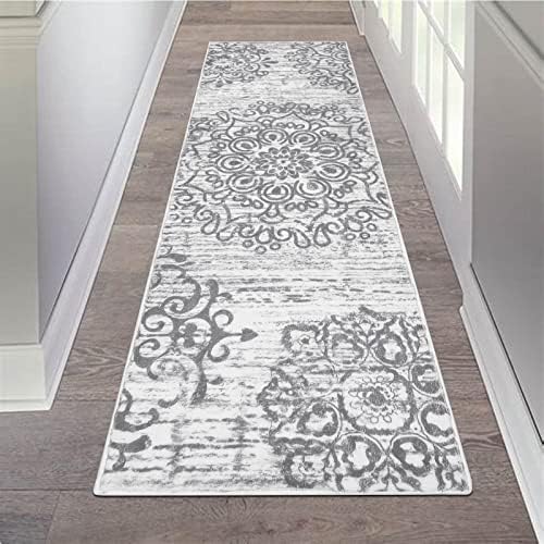 HEBE Vintage Runner Rug 2x6 Ft Non Slip Distressed Medallion Area Rugs Washable Boho Floor Carpet Runner for Hallways Entryway Laundry Room Kitchen Bathroom