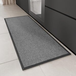 Hargiis Kitchen Rug, Rubber Non Slip Kitchen Rugs Washable, Absorbent Runner Mat for Floor, Machine Washable Standing Mats for in Front of Sink, Door, Laundry, Entryway, Entrance (Black, 47" × 17.3")