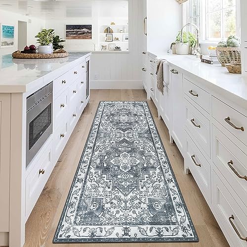 Homcomoda Boho Runner Rugs for Hallway 2x6 Non Slip Kitchen Runner Rugs Washable Vintage Laundry Rug Runner Carpet Runners for Entryway Bathroom Laundry Room