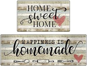 HomeStretch Kitchen Mat Set of 2, Anti-Fatigue Kitchen Rugs Non-Slip Kitchen Floor Mats, First New Home Warming Gifts - Home Sweet Home Kitchen Decor, 17"x 30"+17"x 47"