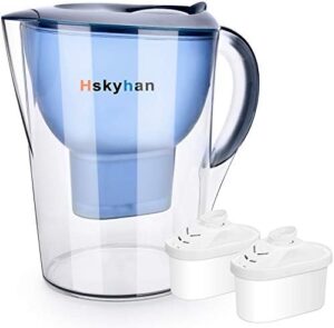 Hskyhan Alkaline Water Filter Pitcher - 3.5 Liters Improve PH, 2 Filters Included, BPA Free, 7 Stage Filteration System to Purify, Blue