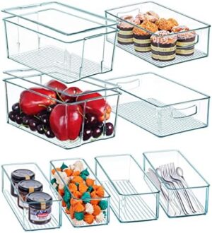 Hudgan 8 Pack Stackable Pantry Storage Bins, Clear Acrylic Organizers for Organizing Freezer or Fridge, The Home Edit Storage Containers - 3 Sizes