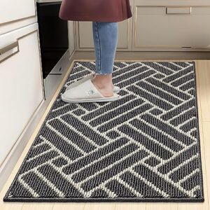 JEEDOVIA Kitchen Rugs, Kitchen Mats for Floor, Non Slip Kitchen Runner Rug, Absorbent Resist Dirt Kitchen Floor Mat for Sink, Home, Door, Entrance, Outdoor, Machine Washable, 19.5"x31", Charcoal