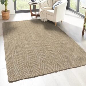 JONATHAN Y NFR101B-3 Espina Hand Woven Herringbone Chunky Jute Area Rug, Bohemian, Rustic, Cottage for Bedroom, Kitchen, Living Room, Easy-Cleaning, Ivory, 3 ft. x 5 ft.