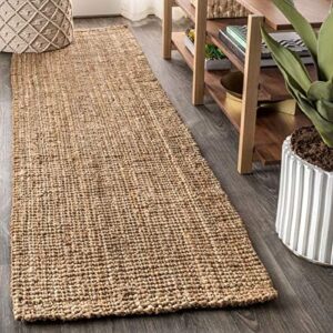 JONATHAN Y Pata Hand Woven Chunky Jute Natural 2 ft. x 8 ft. Runner-Rug, Farmhouse, Easy-Cleaning, for Bedroom, Kitchen, Living Room,NRF102A-2