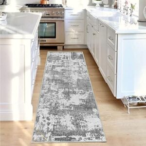 JURLEA Hallway Runner Rug Non-Slip Carpet Runner for Hallways Kitchen Living Room No Shedding Washable Lightweight Long Runners Rug (Cream/Grey, 2'x 6')