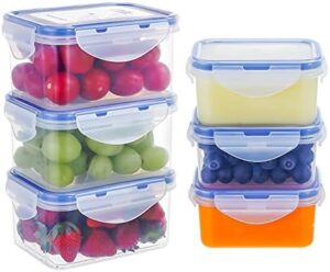 KIGI [6 Pack] 6.1OZ/17OZ Mixed Size Airtight Plastic Food Storage Containers Set, Rectangular Small Storage Boxes, Microwave, Freezer and Dishwasher Safe