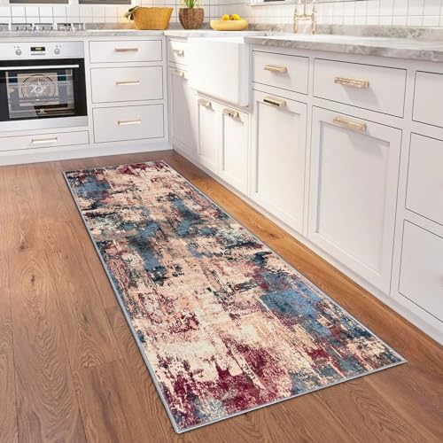 KOZYFLY Kitchen Runner Rug for Hallway 6 Feet Non-Slip Modern Abstract Runner Rug 2x6 Washable Carpet Runner Laundry Room Mat with Soft Low Pile for Entryway Bathroom Bedroom Kitchen