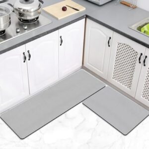 Kitchen Mat [2 PCS] Cushioned Anti-Fatigue Kitchen Rugs, Non-Slip Kitchen mats and Rug, Comfort Standing Desk Mat for Kitchen, Sink, Office, Laundry, Floor Home, 17.7''x27.5''+17.7''x47.2'', Grey