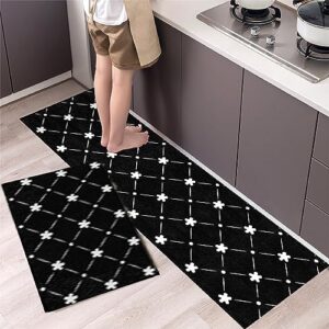 Kitchen Rugs Sets of 2 Washable - 2PCS Cushioned Kitchen Mats, Non-Slip Standing Desk Mat, Soft Mats for Floor Sink Mats Kitchen Accessories for Kitchen, Floor, Office 15.75x23.62/15.75x47.24in #D