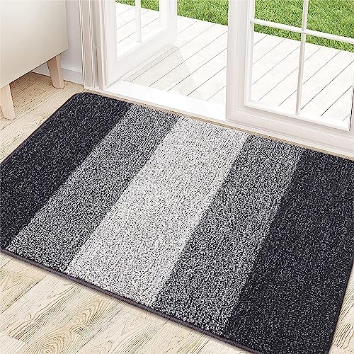 Kitinjoy Indoor Door Mat, 32x20 Non-Slip Absorbent Dirt Trapper Entrance Mat, Low-Profile Washable Inside Floor Mat, Durable Soft Entry Doormats for Entryway, Grey