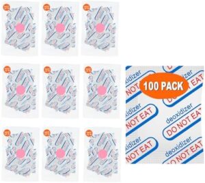 LIFJOY 100 Packs 400CC Food Grade Oxygen Absorbers with Oxygen Indicator (Vacuum Sealed in Set of 10), Oxygen Absorbers For Long Term Food Storage, Works in Mylar Bags, Mason Jars, and Vacuum Bags