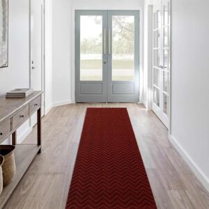 LITA Customized Size Hallway Runner Rug with Rubber Backing, Backed Non-Slip Waterproof, Washable Outdoor Indoor Carpet for Floor, Entryway, Kitchen, Laundry, Balcony, Garage, Red Triangle, 2' x 6'