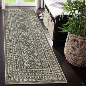 Lahome Mandala Easy Jute Runner Rug - 2.5x8 Washable Jute Rug Runner Farmhouse Natural Kitchen Runner Rugs with Rubber Backing Ultra-Thin Sisal Carpet for Hallways Laundry Bedroom (2.5'x 8',Black)