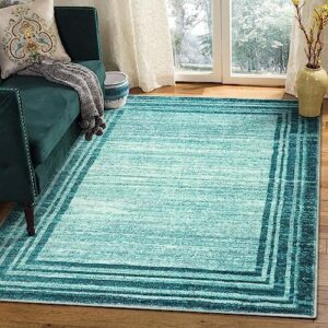 Lahome Modern Abstract 3x5 Teal Entry Throw Rug,Washable Soft Bedroom Area Rugs Stain Resistant Non-Shedding Living Room Carpet,Minimalist Bordered Non-Slip Low-Pile Entrance Rug