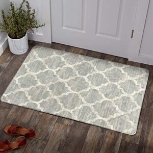 Lahome Moroccan Kitchen Rug - 2’x3’ Washable Entryway Accent Distressed Non-Slip Throw Area Rugs Carpet Floor for Door Mat Bedroom Living Room Bath Laundry Decor (Gray)