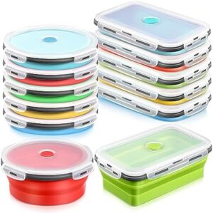 Lallisa 10 Pcs 16.9oz Silicone Collapsible Food Storage Containers with Airtight Lids Stacking Silicone Meal Prep Lunch Containers for Kitchen, Travel, Microwave Freezer Dishwasher Safe (Cute Color)