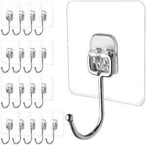 Large Adhesive Hooks, 18-Pack Hold 44lb(Max) Heavy Duty Sticky Hooks,Waterproof and Rustproof Wall Hooks for Hanging Can be Use Kitchen Bathroom Outdoor Ceiling Office Window Home Improvement.