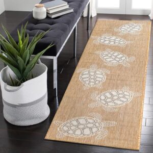 Liora Manne Sea Turtles Sand Indoor Outdoor Area Rug, 1'11" x 7'6"