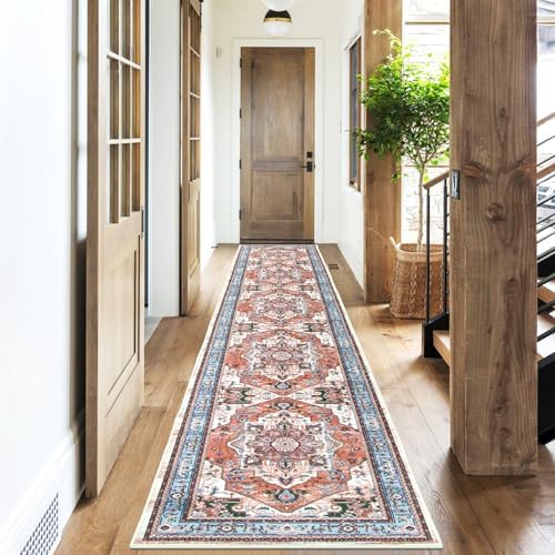 Luriseminger 2'X10' Bohemian Washable Runner Rug, Non-Slip Non-Shedding Vintage Kitchen Runner Rug Stain Resistant Farmhouse Hallway Runner for Entryway, Laundryroom, Bedroom, Indoor