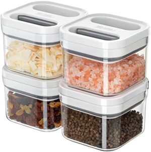 MR.SIGA 4 Pack Airtight Food Storage Container Set, BPA Free Kitchen Pantry Organization Canisters, One-Handed Airtight Cereal Snack Candy Storage Containers, 360ml / 12.2oz, Small, White