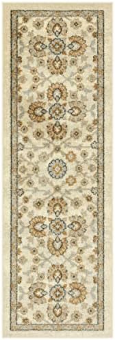 Maples Rugs Danville Hallway Entryway Runner Non Skid Runner Rug [Made in USA], Neutral, 2' x 6'