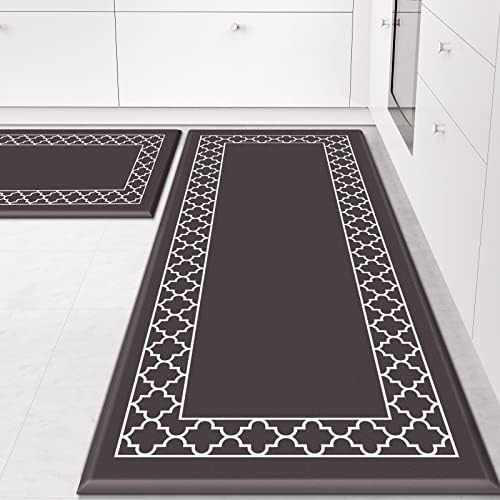 Mattitude Kitchen Mat [2 PCS] Cushioned Anti-Fatigue Kitchen Rug Non Slip Kitchen Mats and Rugs Waterproof Kitchen Rug Comfort Standing Mat for Kitchen, House, Floor, Sink (Chocolate)