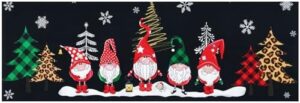 Merry Christmas Runner Rug Indoor, Winter Gnome Runners for Hallways with Non-Slip Rubber Backing, Christmas Tree Black Decorative Comfort Mats for Hallway, Bedroom, Entryway, Xmas Gifts, 20" x 60"