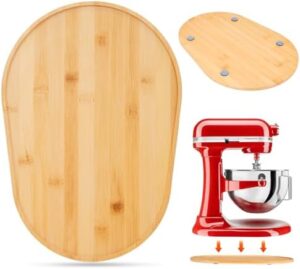 Mixer Sliding Slider Compatible with KitchenAid Bowl Lift Mixer - Bamboo Kitchen Countertop Storage Mover Sliding Caddy Moving Tray for Kitchen Aid 5-8 Qt Stand Mixer, Professional 600 Stand Mixer