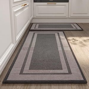 Non-Skid Kitchen Rugs and Mats, Washable Natural Rubber Floor Mats, Suitable for Kitchen Carpet in Front of Kitchen Sink (Dark Grey, 20''X32)