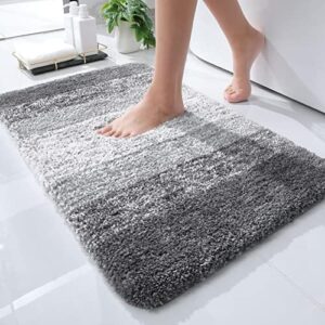 OLANLY Luxury Bathroom Rugs Mat 30x20, Extra Soft and Absorbent Microfiber Bath Rugs, Non-Slip Plush Shaggy Bath Carpet, Machine Wash Dry, Bath Mat for Bathroom Floor, Tub and Shower, Grey