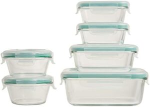 OXO Good Grips Smart Seal , 12 Piece Glass Container Set,Clear,Blue