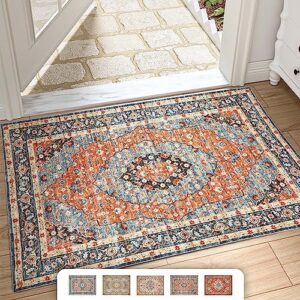 OdentBlca Boho Tribal Area Rug,2x3 Rug Non-Slip Washable Ultra-Thin Indoor Door Mats,Small Oriental Accent Throw Carpet for Entryway Front Door Kitchen Bedroom