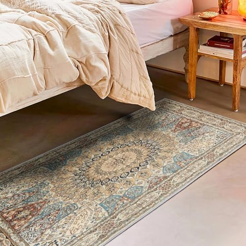 OdentBlca Boho Tribal Hallway Runner Rug,2x5 Non Slip Washable Kitchen Runner Rugs with Rubber Backing,Ultra-Thin Vintage Carpet Runner for Hallways Bedroom Kitchen Decor