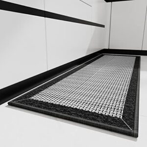 PADOOR Kitchen Rugs and Kitchen Mats Non Skid Washable - Non Slip Absorbent Kitchen Runner Rugs for Floor, Machine Washable Standing Mats for in Front of Sink,Laundry Room,Hallway(20"x47",Black)