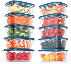 PEDECO 10PCS Rectangle Plastic Portion Box Sets with Lids.Food Storage Box,Container Sets,Food Storage,Food Containers,Plastic Food Container,use for School,Work and Travel,1000ML Per Box.