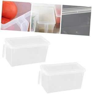 PRETYZOOM 2pcs Fresh Storage Box Sealed Box Containers for Food Fridge Containers Food Containers Storage Cubes with Lid Freezer Food Storage Container Bin Rectangular Container Refrigerator